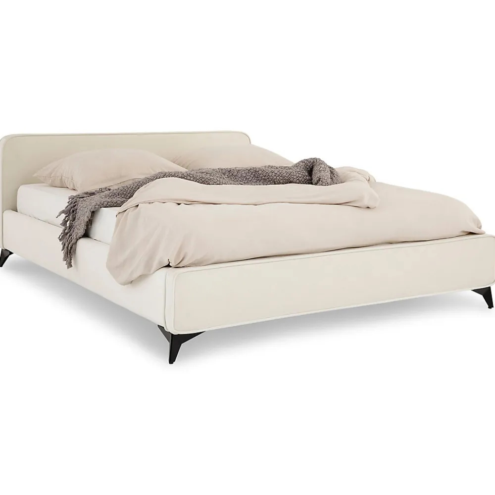 Lit double RAVELLO 140 x 190 cm, revêtement en tissu - Blanc crème>Idimex Outlet