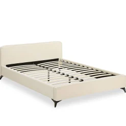Lit double RAVELLO 140 x 190 cm, revêtement en tissu - Blanc crème><noscript><img width=