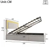 Fortuna lai Lit double rembourré, 160 x 200 cm, LED, hydraulique, avec espace de rangement et sommier à lattes, velours beige* Lit Coffre
