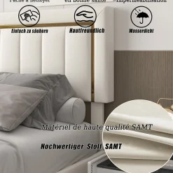 ProximaX lit double rembourré 160 x 200,lit coffre avec sommier,lit adulte 160 x 200 avec levier hydraulique,velours,beige* Lit Coffre