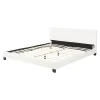 Corium Lit Double Rembourré Albacete Sommier à Lattes Housse Similicuir 180 x 200 cm Blanc* Lit Double