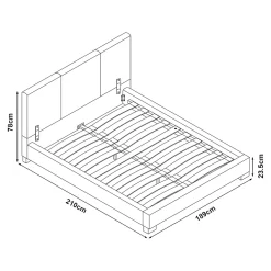 Corium Lit Double Rembourré Albacete Sommier à Lattes Housse Similicuir 180 x 200 cm Blanc* Lit Double