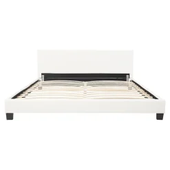 Corium Lit Double Rembourré Albacete Sommier à Lattes Housse Similicuir 180 x 200 cm Blanc* Lit Double