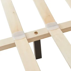 Corium Lit Double Rembourré Albacete Sommier à Lattes Similicuir 160 x 200 cm Noir* Lit Double