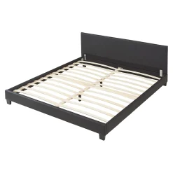 Corium Lit Double Rembourré Albacete Sommier à Lattes Similicuir 160 x 200 cm Noir* Lit Double
