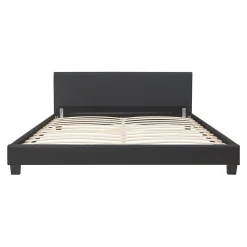 Corium Lit Double Rembourré Albacete Sommier à Lattes Similicuir 160 x 200 cm Noir* Lit Double