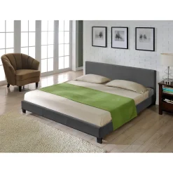 Lit Double Rembourré Design Sommier à Lattes Polyester 180 x 200 cm Gris Foncé>Corium Sale