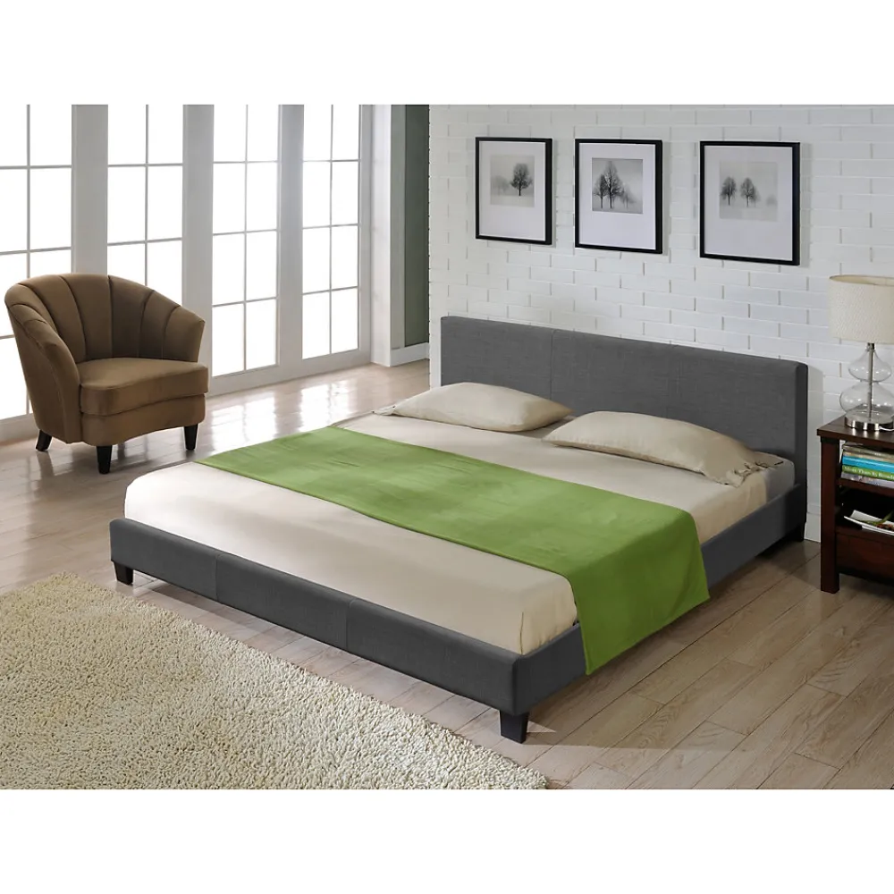 Lit Double Rembourré Design Sommier à Lattes Polyester 180 x 200 cm Gris Foncé>Corium Sale