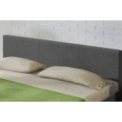 Lit Double Rembourré Design Sommier à Lattes Polyester 180 x 200 cm Gris Foncé><noscript><img width=
