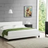 Corium Lit Double Rembourré Sommier à Lattes Housse Similicuir Élégant 180 x 200 cm Blanc* Lit Double