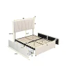 Nature Pro Lit Double Rembourré Velours 140x200cm Beige + Sommier à Lattes avec Cadre de lit Métal + Tête Réglable Chambre* Sommier