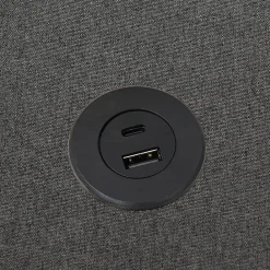 Lit double rembourré 140x200 cm, Lit de rangement Cadre de lit avec USB- C, Sans tête de lit, Coton, Gris,Sans matelas><noscript><img width=