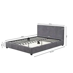 Lit double ROMA 140x200 cm PU gris Sommier inclus Design moderne Structure MDF><noscript><img width=
