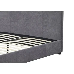 Lit double ROMA 140x200 cm PU gris Sommier inclus Design moderne Structure MDF><noscript><img width=