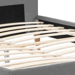 IDMarket Lit double scandinave BALTA avec tête de lit et sommier 160 x 200 cm tissu gris clair* Lit Avec Rangement