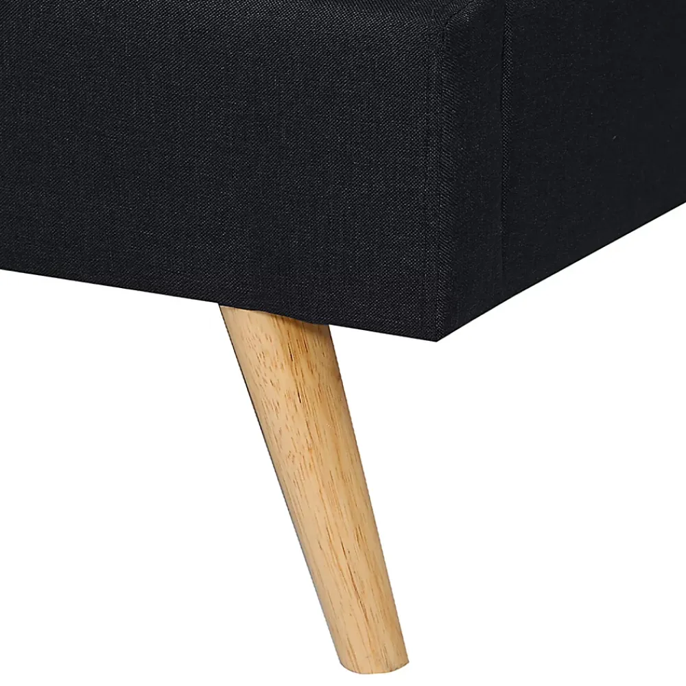 IDMarket Lit double scandinave OSLO avec tête de lit et sommier 140 x 190 cm tissu noir* Lit Avec Rangement