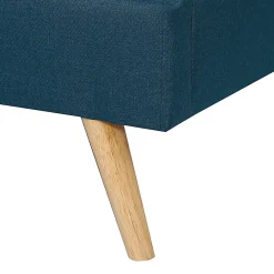 Lit double scandinave OSLO avec tête de lit et sommier 140 x 190 cm tissu bleu canard><noscript><img width=