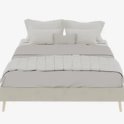 Okwish Lit Double 140x200 cm - Cadre Moderne, Revêtement en Velours, sans Matelas, Beige* Lit Double