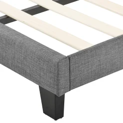 Okwish Lit double 140x200 cm - Lit adulte capitonné avec sommier à lattes - Lin - avec Matelas - Gris* Ensemble Sommier Et Matelas