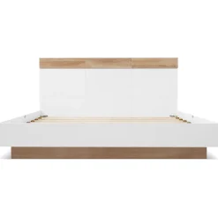 Okwish Lit double 160x200 cm - Lit adulte flottant en bois massif avec sommier à lattes - Bois massif - Sans Matelas - Naturel* Lit Double