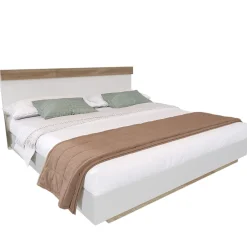 Okwish Lit double 140x200 cm - Lit adulte flottant en bois massif avec sommier à lattes - Bois massif - Sans Matelas - Naturel* Lit Double