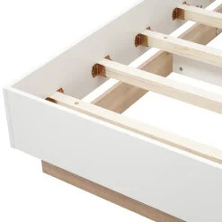 Okwish Lit double 140x200 cm - Lit adulte flottant en bois massif avec sommier à lattes - Bois massif - Sans Matelas - Naturel* Lit Double