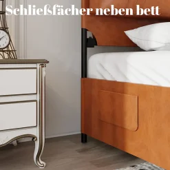 Lit Double 180x200 cm - Lit Adulte en PU avec Têtières Amovibles et Boucles Métalliques - design Moderne - Sans Matelas - Beige><noscript><img width=