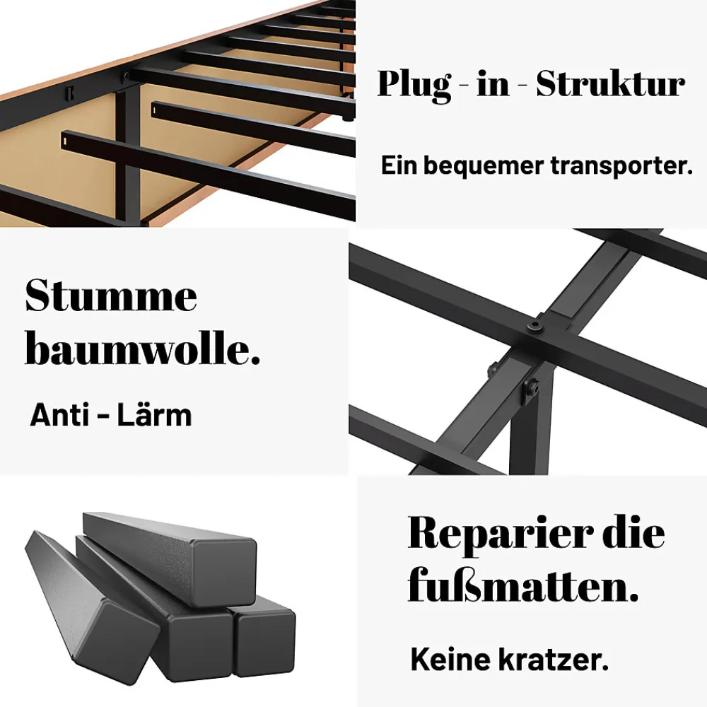 Lit Double 180x200 cm - Lit Adulte en PU avec Têtières Amovibles et Boucles Métalliques - design Moderne - Sans Matelas - Beige>Okwish New