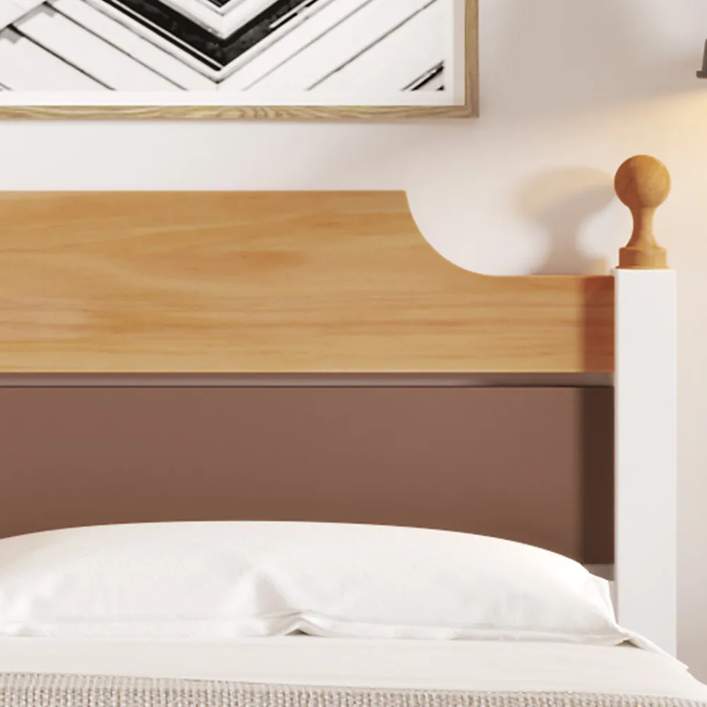Lit double 140x200 cm - Lit avec tête et pied de lit - Pin + MDF - Sans matelas - Blanc>Okwish Sale