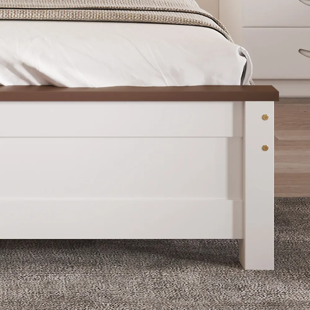 Lit double 140x200 cm - Lit avec tête et pied de lit - Pin + MDF - Sans matelas - Blanc>Okwish Sale