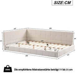 Okwish Lit Double 140x200 cm - Lit Canapé enfant, Structure Robuste avec Velours Doux au Toucher, Sans Matelas - Beige* Lit Double