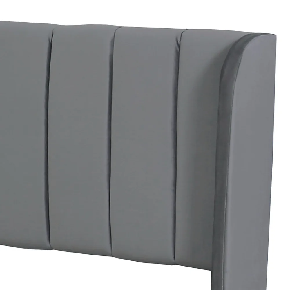 Lit Double 180x200 cm - Lit Capitonné en Velours Gris avec 2 Tiroirs de Rangement, Sommier à Lattes Inclus, Style Moderne>Okwish Hot