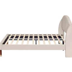 Lit Double 140x190 cm - Lit Capitonné ado - Velours - Élégance Moderne - Sans Matelas - Beige><noscript><img width=