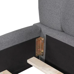 Okwish Lit double 140x190 cm - Lit classique avec dossier moelleux - Lin - Sans Matelas - Gris* Lit Double