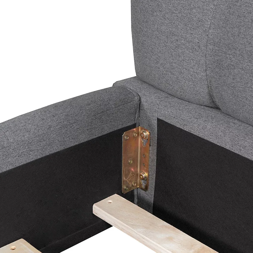 Okwish Lit double 140x190 cm - Lit classique avec dossier moelleux - Lin - Sans Matelas - Gris* Lit Double