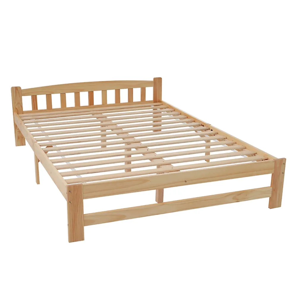Okwish Lit double 140x200 cm - Lit classique avec tête de lit et sommier à lattes - Pin - Sans matelas - Naturel* Lit Double