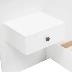 Okwish Lit double 140x200 cm - Lit en bois avec 2 tables de chevet et USB - Bois massif - Sans Matelas - Naturel* Lit Double
