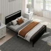 Okwish Lit Double 140x200 cm - Lit en Métal Noir Robuste et Gain de Place pour Appartement - Sans Matelas* Lit Double