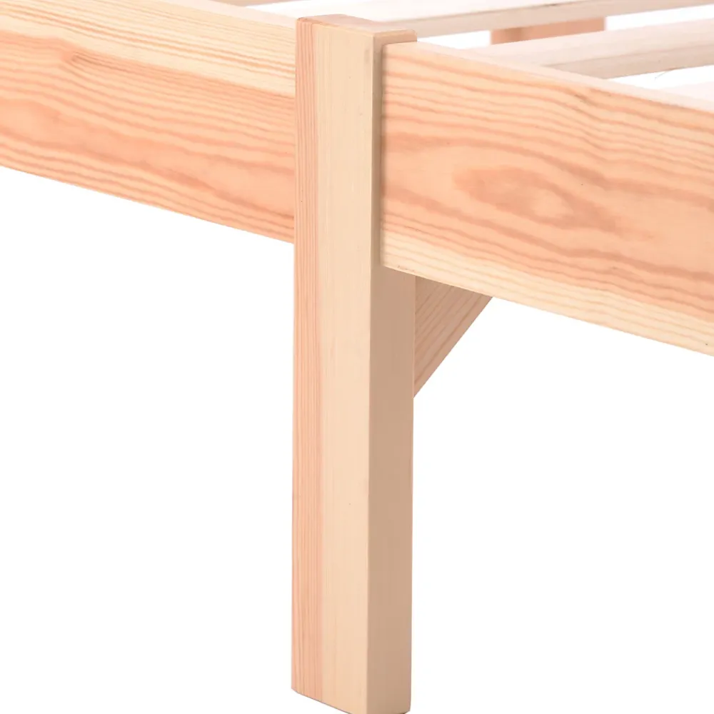 Okwish Lit Double 140x200 cm - Lit Futon Naturel en Bois Massif avec Tête de Lit - Lit Scandinave Minimaliste Adulte - Sans Matelas* Lit Double