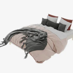 Lit Double 160x200 cm - Lit pour Adulte/Ado Moderne à Base Basse, Sans Tête de Lit, Sans Matelas, en Velours Hollandais Beige><noscript><img width=