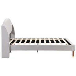 Okwish Lit Double 140x200 cm - Lit Rembourré ado - Velours - Sans Matelas - Gris* Lit Double