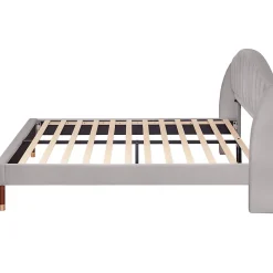 Generique Lit Double 160x200 cm - Lit Rembourré ado - Velours - Sans Matelas - Gris* Lit Double