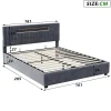 Fortuna lai Lit Double 160x200 cm avec Coffre de Rangement Hydraulique Velours Capitonné Gris, Éclairage LED Intégré et Cadre Robuste* Lit Coffre