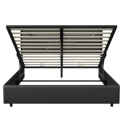 Simple Life Lit Double 140x200 Cm Avec Rangement Et Port De Charge, Éclairage Par Bande Lumineuse, Noir* Lit Coffre