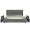 Blackcolors Lit double 160x200 cm, chenille, 4 tiroirs - gris foncé* Lit Coffre