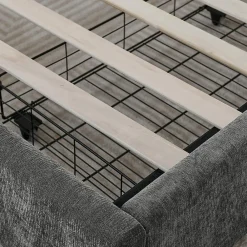 Blackcolors Lit double 160x200 cm, chenille, 4 tiroirs - gris foncé* Lit Coffre