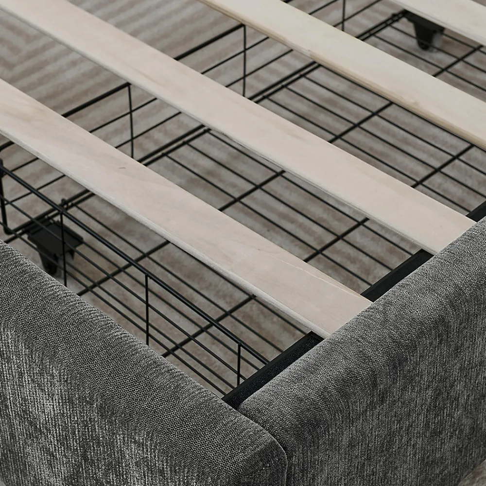 Blackcolors Lit double 160x200 cm, chenille, 4 tiroirs - gris foncé* Lit Coffre