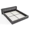 Blackcolors Lit double 140x200 cm, chenille, cadre eucalyptus/fer - gris foncé* Lit Coffre