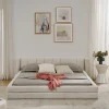 Lit double 160x200 cm, chenille, cadre eucalyptus/fer - beige>Blackcolors New