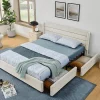 Lit double 140x200 cm, chenille, 4 tiroirs - beige>Blackcolors New